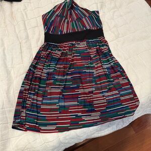 new with tags Trina Turk Colorful Striped Halter Dress